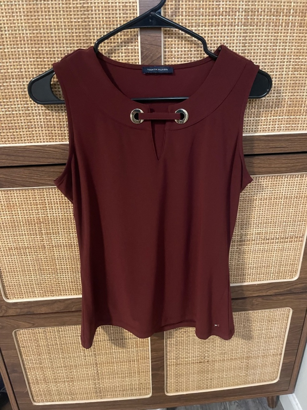 Tommy Hilfiger Sleeveless Grommet-Accent Tank in Deep Burgundy